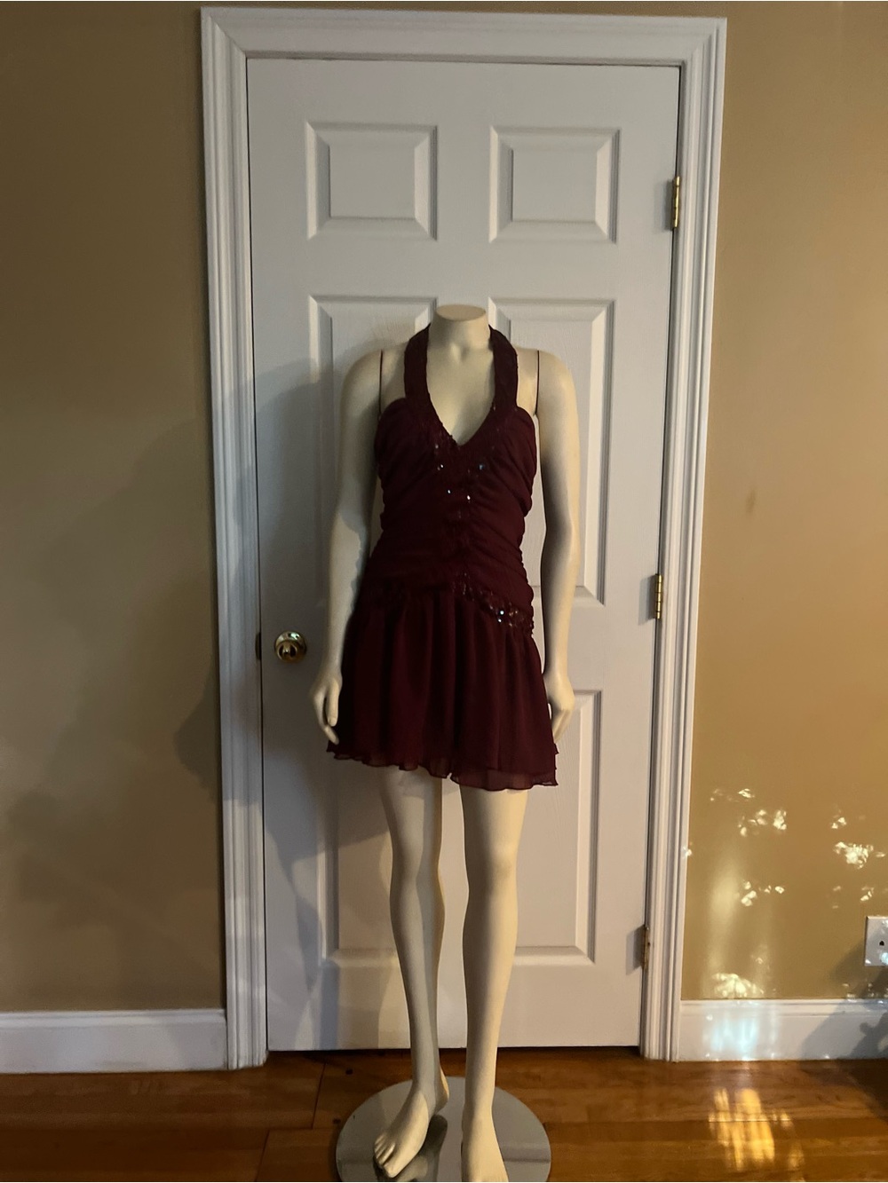 Aisleigh Sequin Halter Mini Dress Berry - Picture 11 of 14